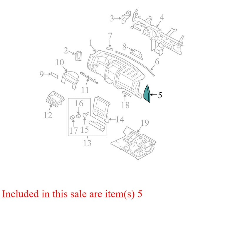 8L847804481A 2008-2012 Mercury Mariner Driver FL Dash End Cap Used 8L8Z7804480AA OEM