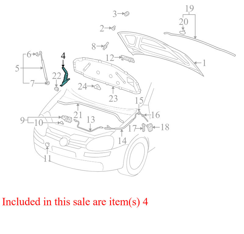 5K0823301 2006-2009 Volkswagen Rabbit Driver FL Passenger FR Hood Hinge Used 5K0823301 OEM