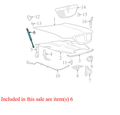 3W1Z16C826AA 2003-2011 Lincoln Town Car Hood Lift Support Used 3W1Z16C826AA OEM