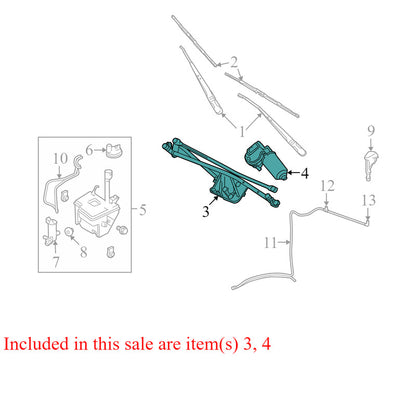 7L2Z17566AA 2006-2010 Mercury Mountaineer Windshield Wiper Motor and Transmission Used OEM 