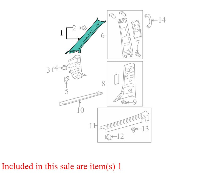 6221108060E0 2011-2014 Toyota Sienna Driver LH A-Pillar Trim Panel Used OEM 62212-08060