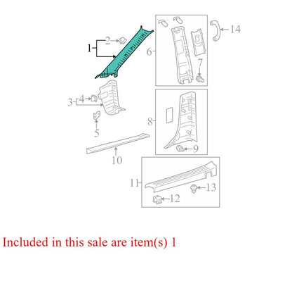 6221108060E0 2011-2014 Toyota Sienna Driver LH A-Pillar Trim Panel Used OEM 62212-08060