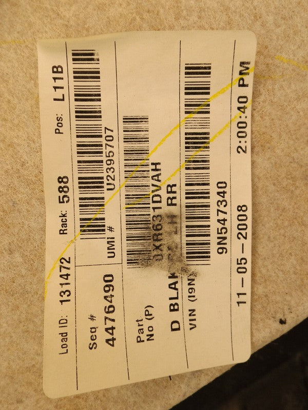 1GL481DVAA 2008-2010 Dodge Avenger Rear Left Door Interior Trim Panel Used 1GL481DVAA 