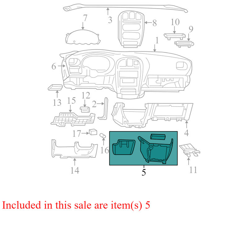WR43BD1AA 2001-2007 Chrysler Town &amp; Country Dash Storage Cubby W/ Power Port Used OEM