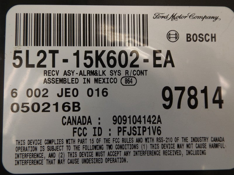 5L2T15K602EA 2005 Ford Explorer Keyless Entry Module 5L2T15K602EA OEM USED