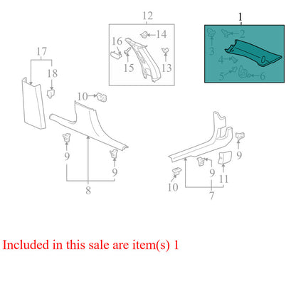 25854455 2009-11 Chevrolet Impala Passenger FR Body A-Pillar Trim Panel Used 25854455 OEM