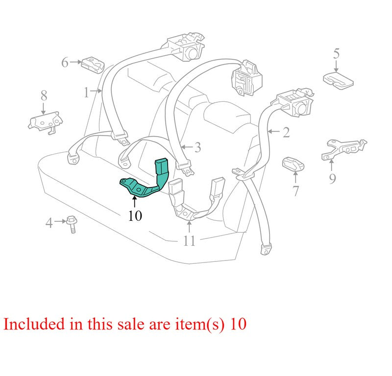 7338047010B0 2004-2009 Toyota Prius Passenger Rear RR Seatbelt Receptacle Used OEM 7338047010