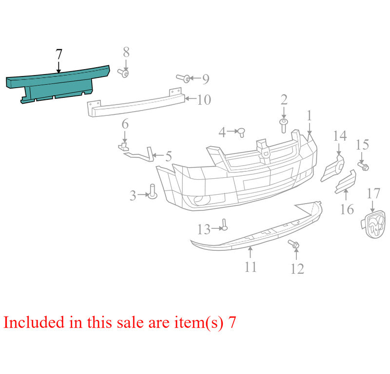 05113168AAH 2008-2010 Dodge Grand Caravan Front Bumper Impact Absorber Used 5113168AA