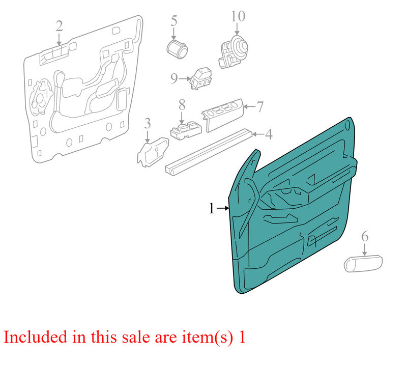 8L9Z7823942HA 2006-2010 Mercury Mountaineer Driver FL Interior Door Panel Used OEM 