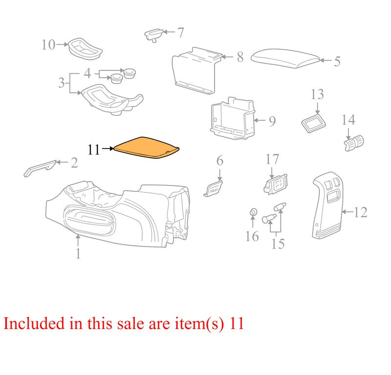 YL1Z78045G34CAA 1999-2002 Ford Expedition Console Mat YL1Z78045G34CAA / F75X-78045G34BBW