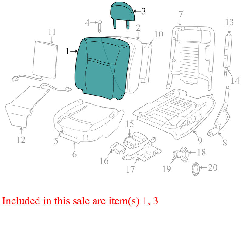 9W1Z5464417AA 2004-2011 Lincoln Town Car Front Left Seat Back Cushion w/Headrest Used OEM