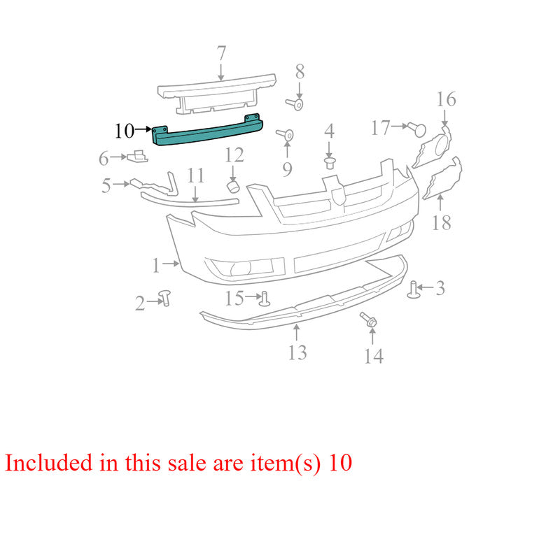 05113162AA 2008-2010 Chrysler Town &amp; Country Bumper Impact Bar Used OEM 5113162AA