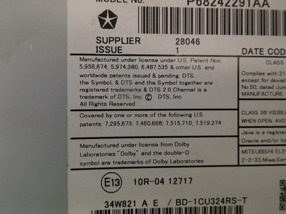 68242291AA 2015-2018 Dodge Grand Caravan DVD Player Used 68242291AA OEM