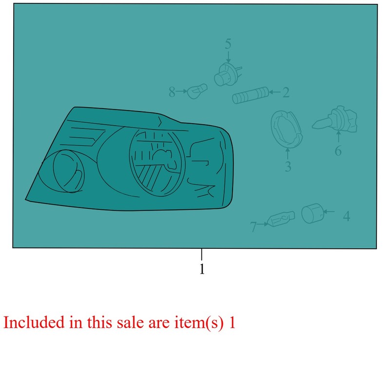 7L3Z13008GA 2004-2008 Ford F-150 Headlight Assembly Left Driver Side Used 7L3Z13008GA 