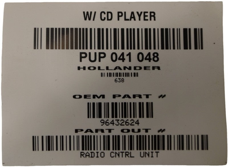 96432624 2004-2008 Chevrolet Aveo Radio Unit Used W/ CD Player OEM 96432624