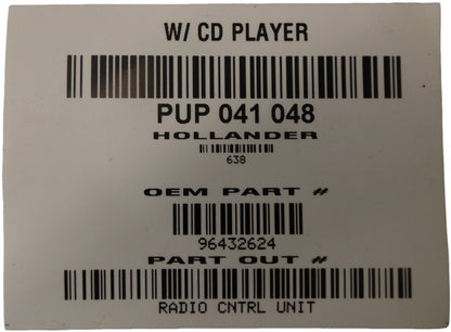 96432624 2004-2008 Chevrolet Aveo Radio Unit Used W/ CD Player OEM 96432624