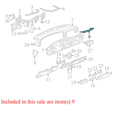 15052737 1999-2006 GMC Sierra 1500 Interior Dash Grab Bar Used OEM 15052737 