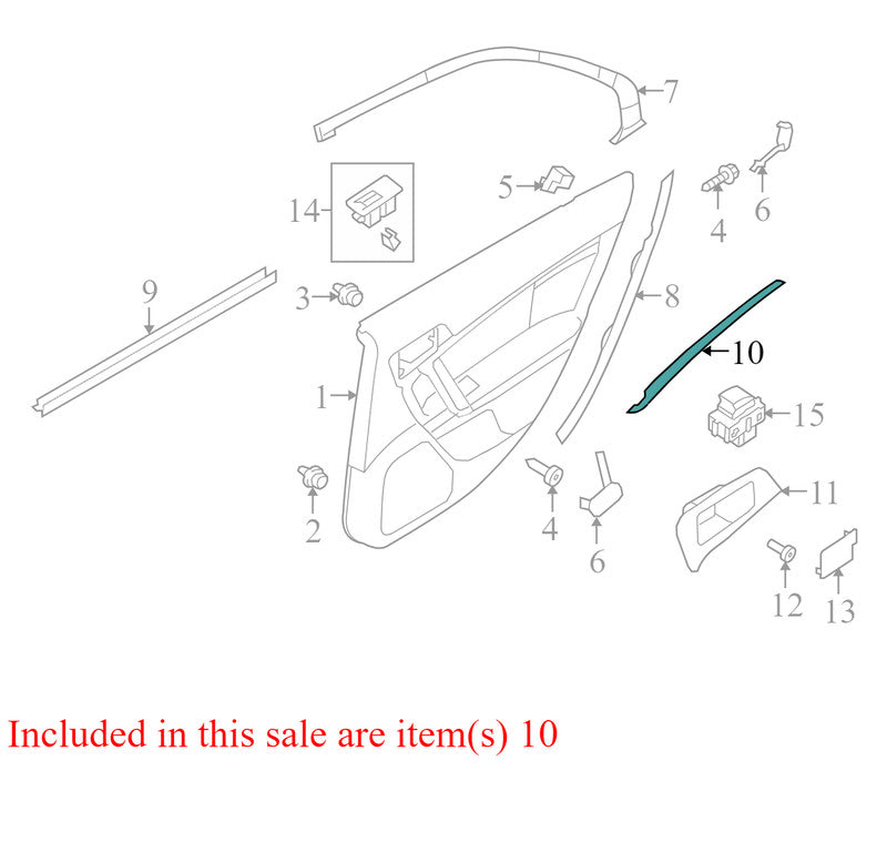 AH6Z54275A36AA 2010-2012 Lincoln MKZ Rear Right Door Trim Molding Used AH6Z54275A36AA OEM