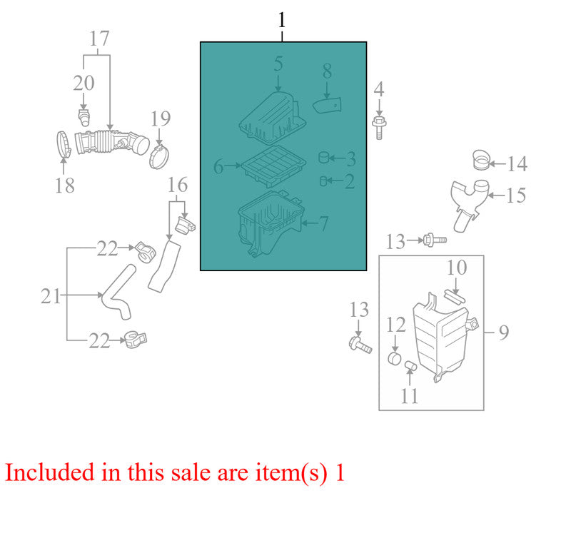 96536693 2004-2008 Chevrolet Aveo Air Filter and Housing Assembly 1.6L Used 96536693 OEM