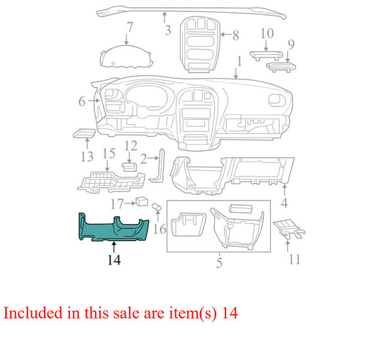 RR43BD5AC 2000-2007 Dodge Caravan Instrument Panel Knee Bolster Taupe Used RR43YQLAA OEM