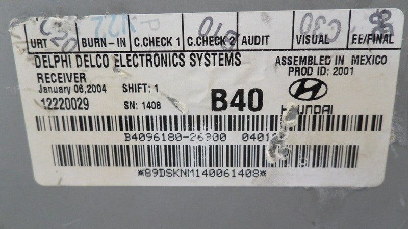 B409618026900 2001-2006 Hyundai Santa Fe Radio Control Unit Used 9618026510SF OEM