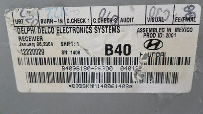 B409618026900 2001-2006 Hyundai Santa Fe Radio Control Unit Used 9618026510SF OEM