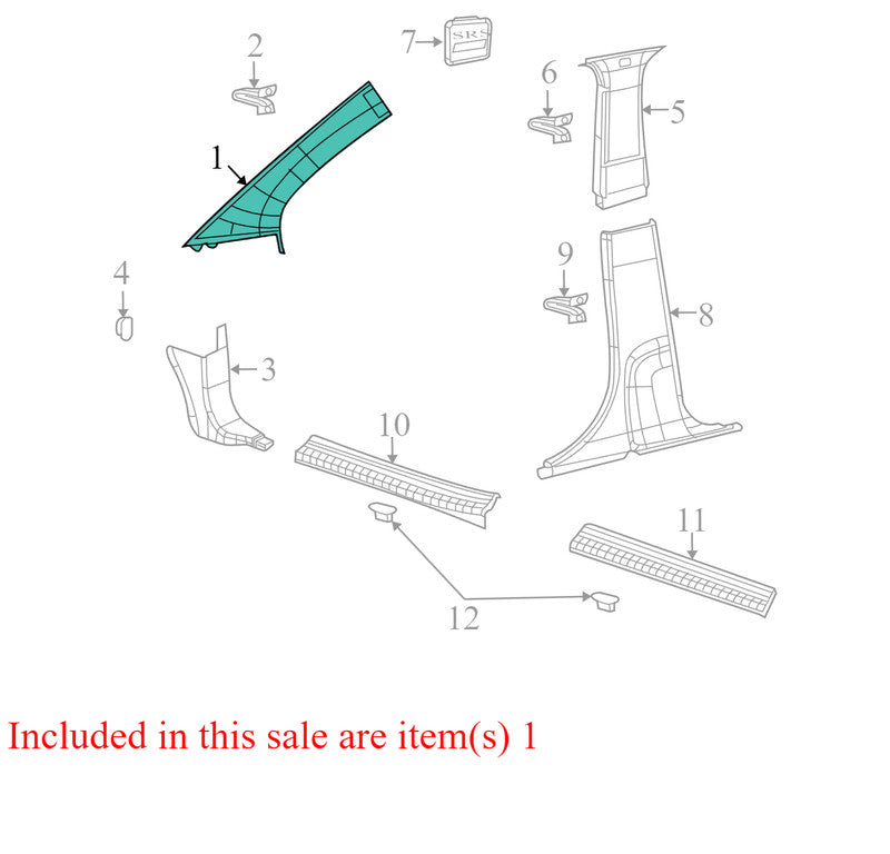 1BG08DW1AC 2009-2010 Dodge Journey Driver LH A Pillar Trim Used OEM 100013407