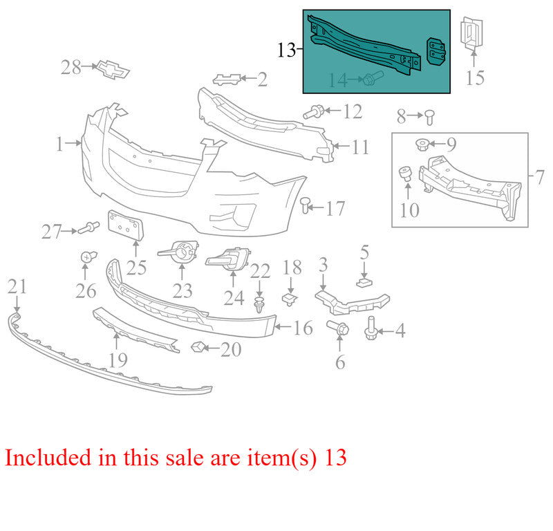 20970333 2010-2017 Chevrolet Equinox Front Bumper Impact Bar Used OEM 20970333