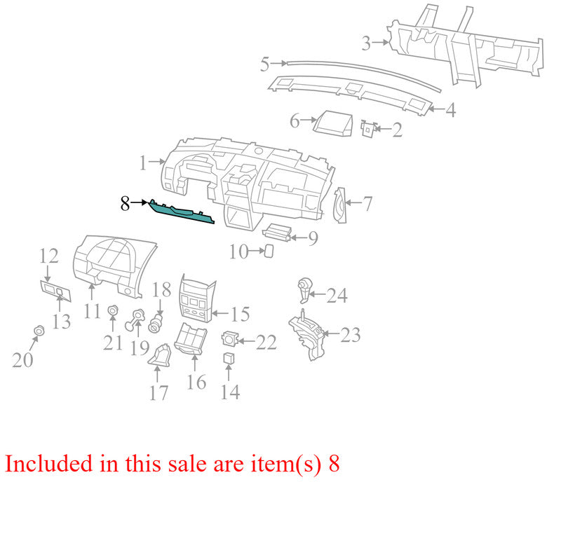 0ZS61ES3AA 2008-2010 Chrysler Town &amp; Country Knee Bolster Used ZS61ES3AA