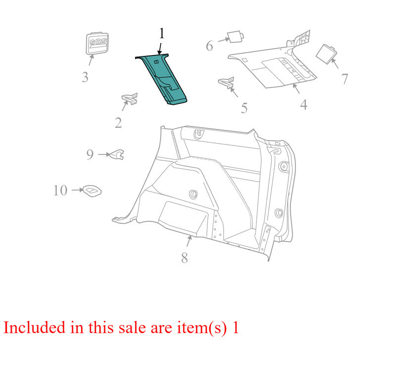 1BG13DW1AC 2009-2010 Dodge Journey Passenger RH Upper C Pillar Trim Used OEM 1BG12DW1AC