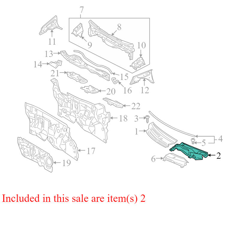 5570952050 2007-2011 Toyota Yaris Windshield Wiper Cowl Trim Piece Used OEM 5570952050 