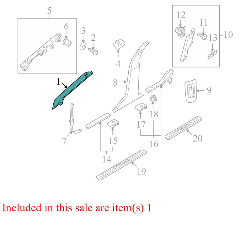 39838691 2010-2016 Volvo XC70 Driver FL A Pillar Trim Used OEM 39838691