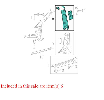 6241208070E1 2011-2014 Toyota Sienna Passenger Upper B Pillar Trim Used OEM 62411-08050