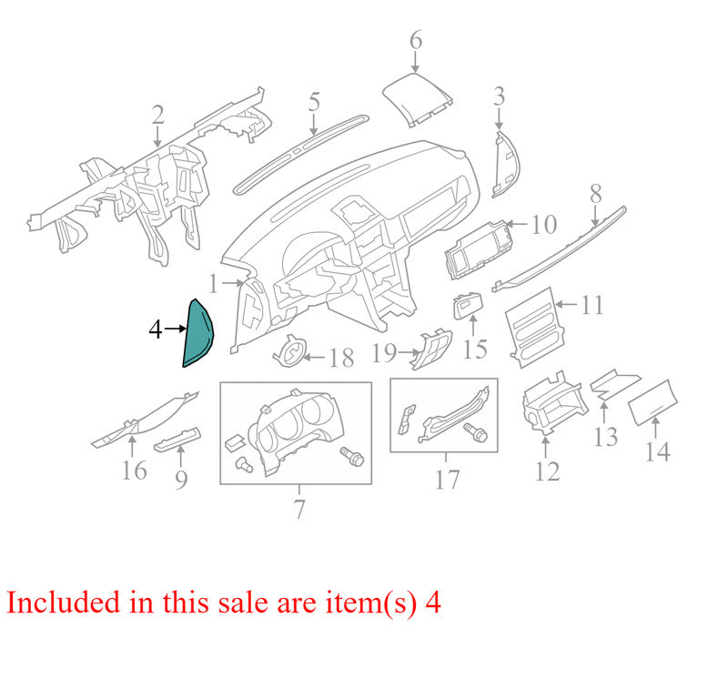 AE535404481AC 2010-2012 Lincoln MKZ Driver Left Dash End Cap Used OEM AE5Z5404481AA