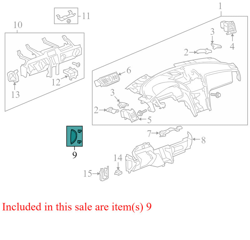 22771147 2009-2012 Chevrolet Traverse FR Dash End Cap Used 22771147 OEM