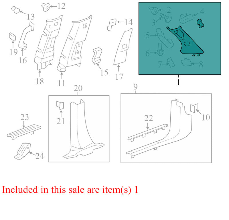22789039 2009-2012 Chevrolet Traverse Left A-Pillar Trim Panel Used 22789040 OEM