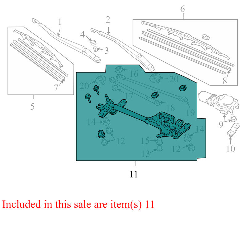 76530SDAA01 2002-2008 Honda Accord Wiper Motor &amp; Transmission Used OEM 76530SDAA01
