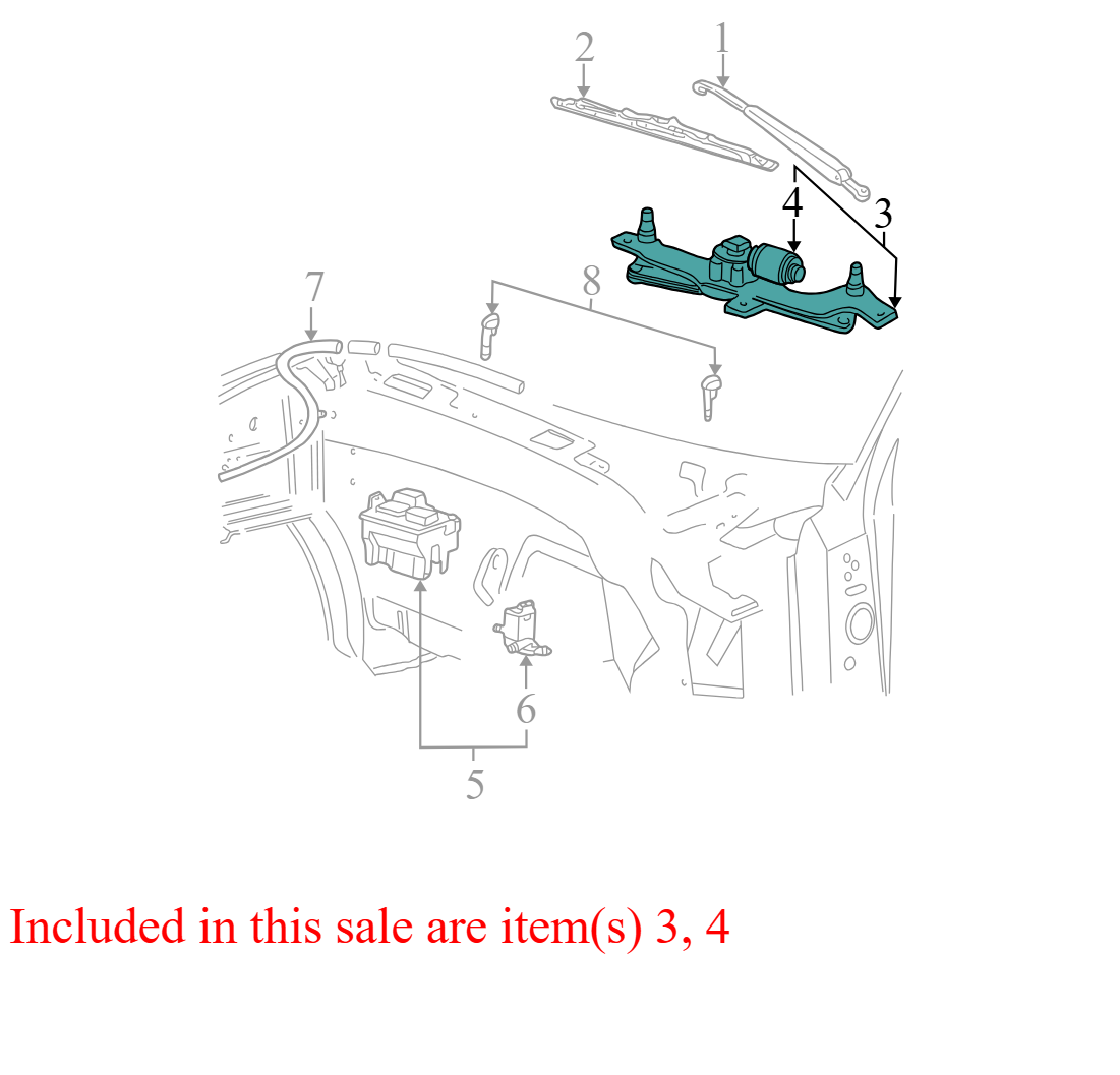 8L1Z17508A 2003-2006 Ford Expedition Windshield Wiper Linkage W/ Motor Used 8L1Z17508A OEM