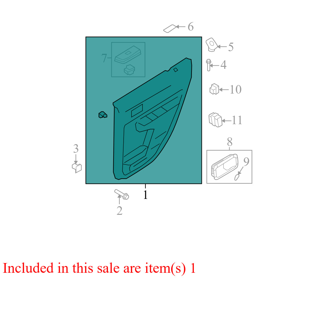 7T4Z7827406AD 2007-2010 Ford Edge Driver RL Door Interior Trim Panel Used 7T4Z7827406AD OEMM