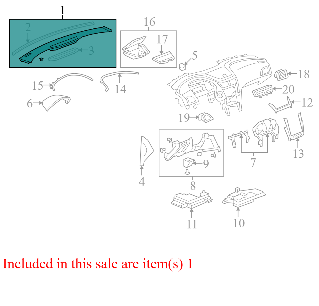 22797470 2008-2012 Chevrolet Malibu Dash Panel Trim Defroster Panel Used 22797470 OEM