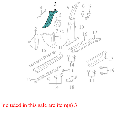 2L1Z7803598AAC 2003-06 Ford Expedition FR Body A-Pillar Interior Trim Panel 2L1Z7803598AAC OEM