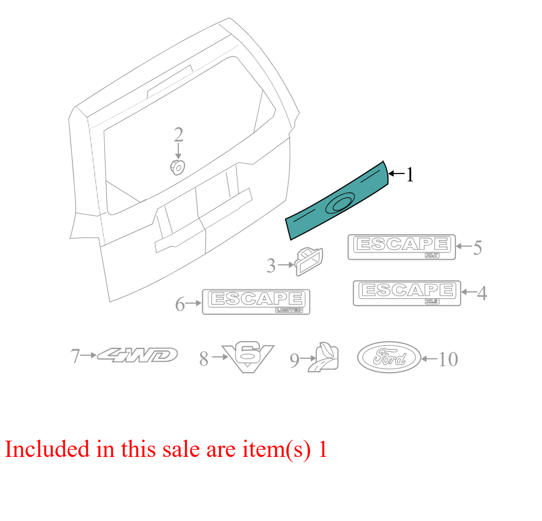 AL8Z7841018BPTM 2008-2012 Ford Escape Liftgate Reveal Molding Used AL8Z7841018BPTM OEM