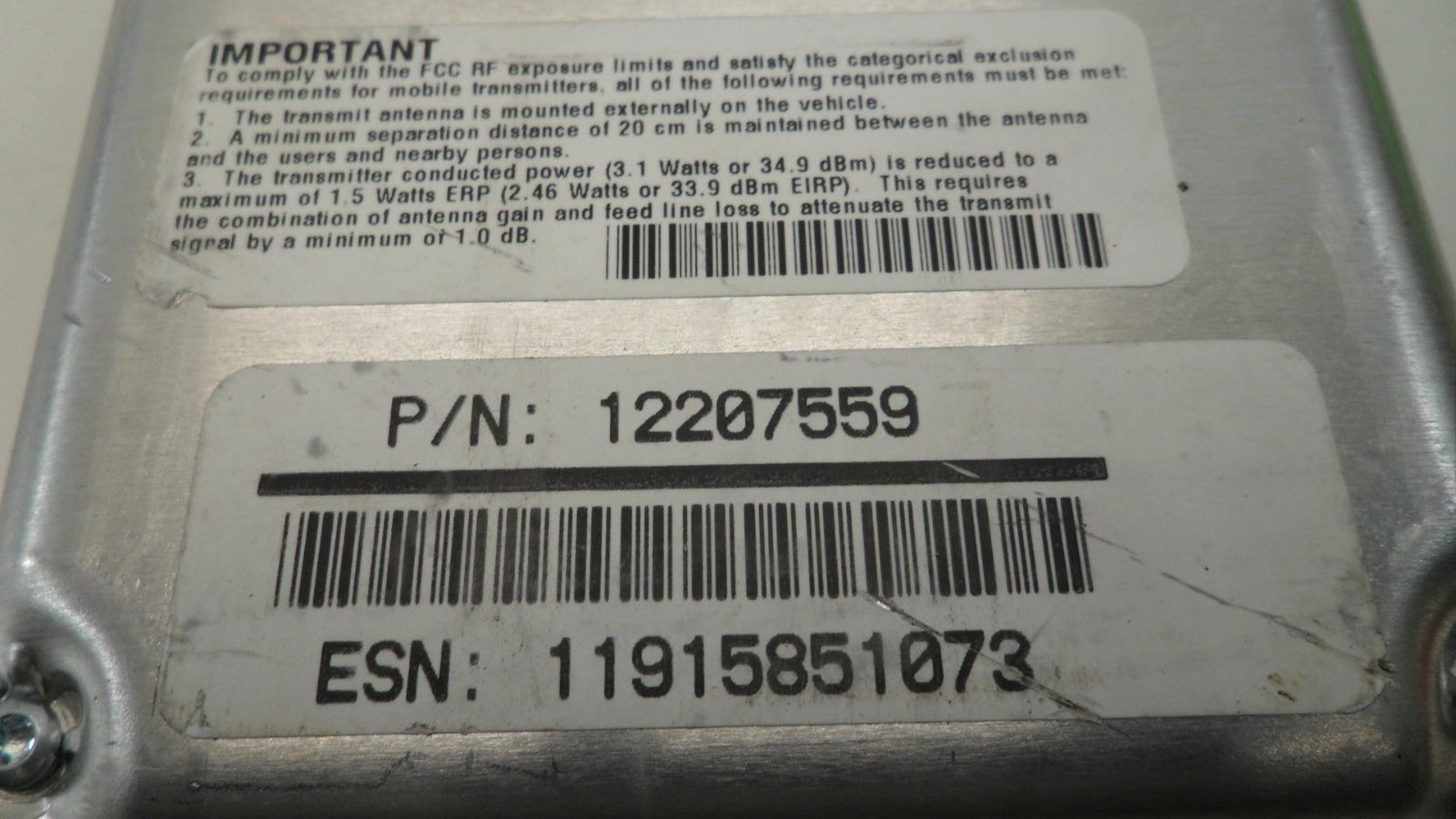 12207559 2001-2002 Park Avenue Wireless Communication Module Used 12207559 (OPT- UE1)