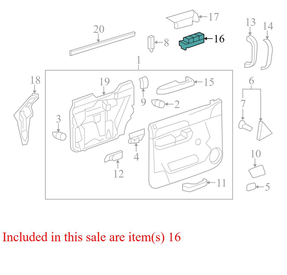 20945132 2008-2013 Chevrolet Silverado FR Door Window Switch W/ Bezel Used 20945132 OEM
