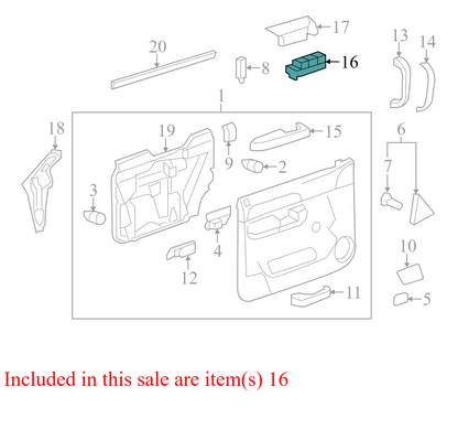 20945132 2008-2013 Chevrolet Silverado FR Door Window Switch W/ Bezel Used 20945132 OEM