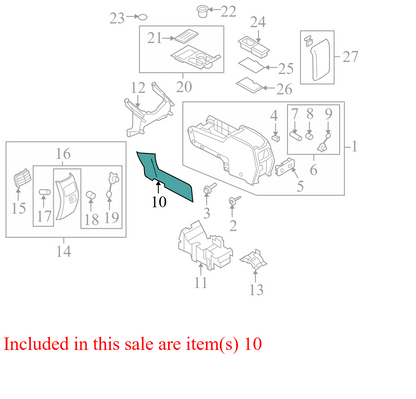 7T4Z7804608AA 2007-2010 Ford Edge Passenger FR Console Trim Panel Used 7T4Z7804608AA OEM