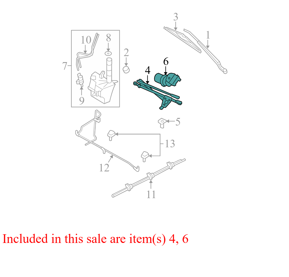 9L8Z17566A 2008-2012 Ford Escape Windshield Wiper Linkage / Windshield Wiper Motor OEM USED