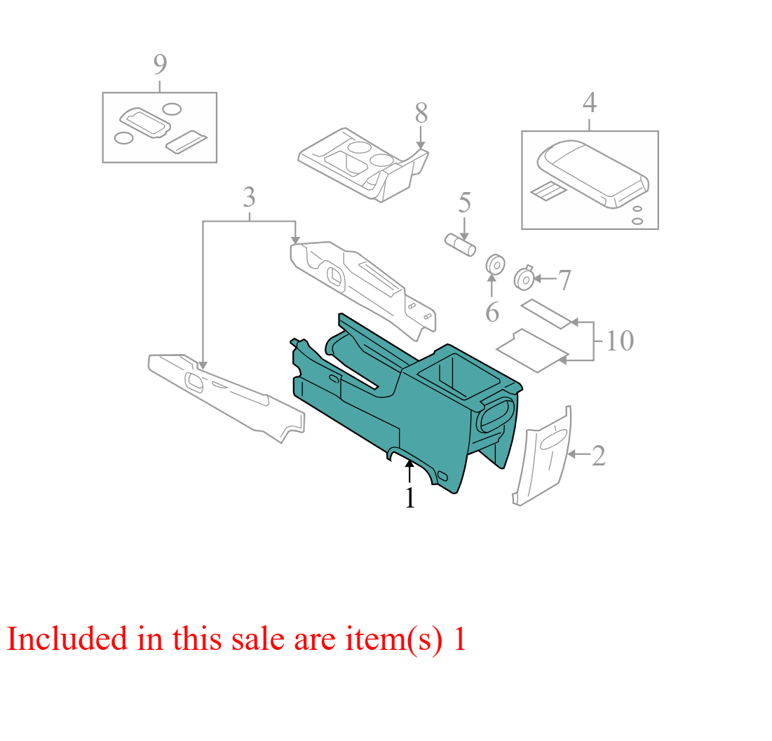 5G1Z54045A36BAB 2005-2007 Ford Five Hundred Center Lower Console Used 5G1Z54045A36BAB OEM