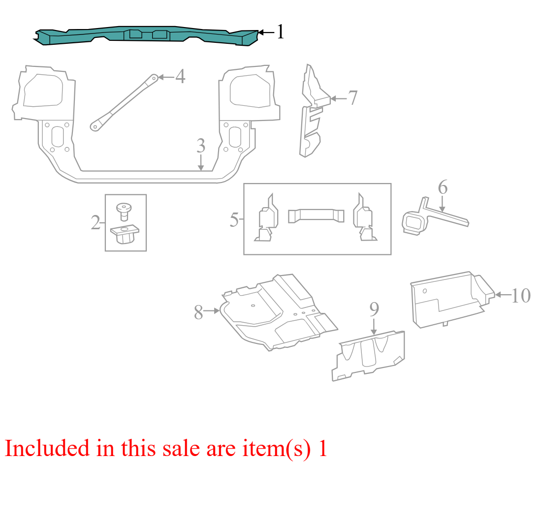 68190190AA 2015-2018 Dodge Grand Caravan Upper Radiator Support Tie Bar Used 68190190AA OEM