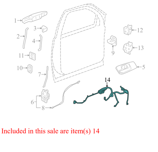 25978953 2007-2013 GMC Sierra 1500 Driver FL Door Wiring Harness Used 22912645 OEM